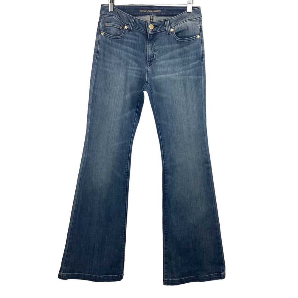Michael Kors Selma Flare Denim Jeans Size 4 Long‎ Inseam Tall Jeans